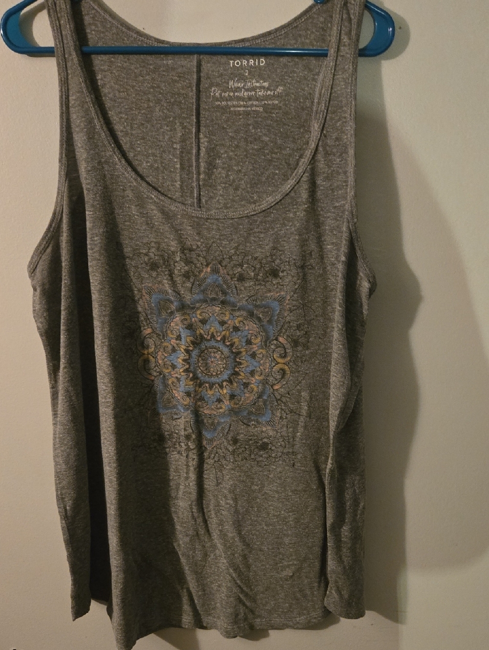 torrid Gray Tank with Blue & Gold Mandala Motif